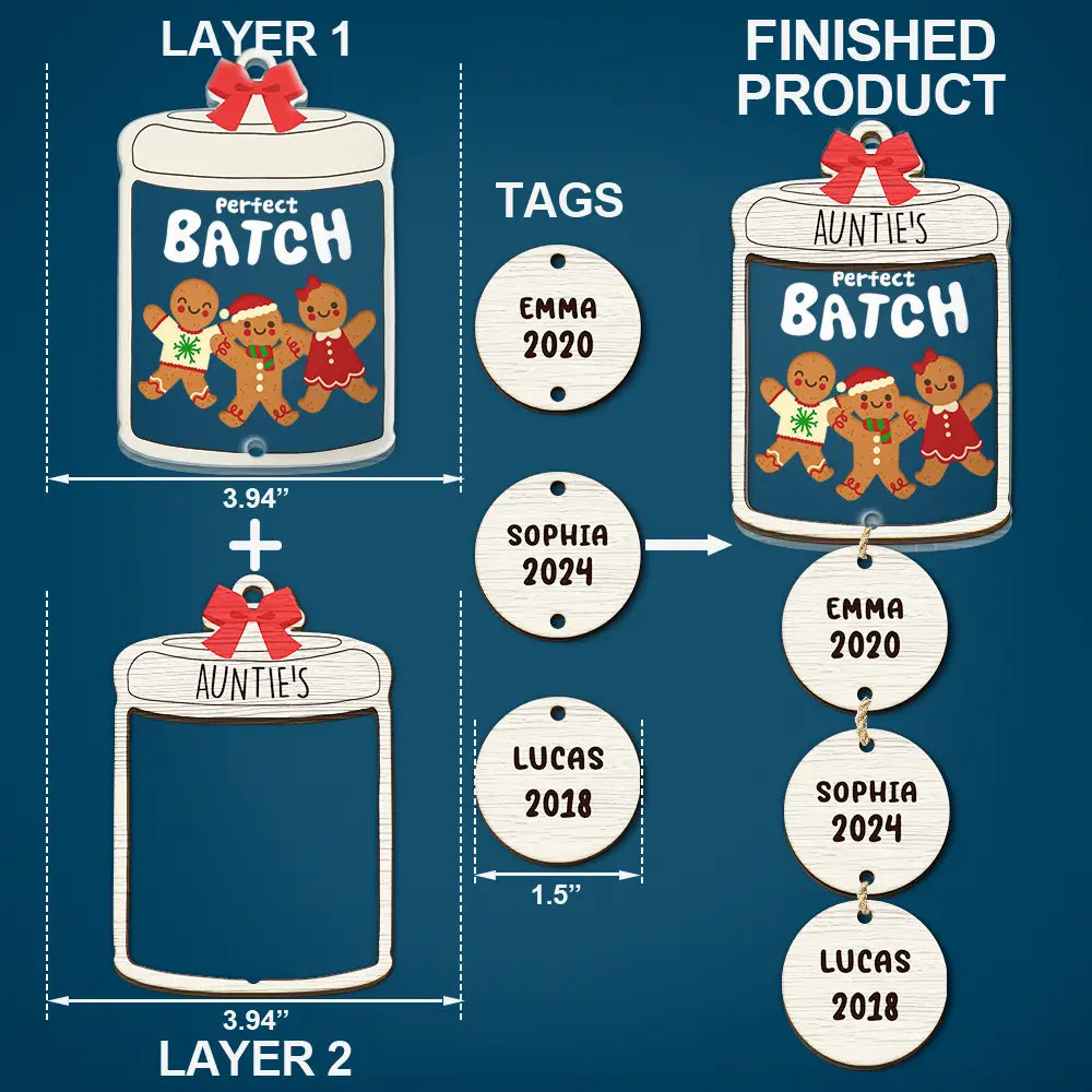 Grandma Grandpa Mom Dad Perfect Patch Cookies - Personalized Mix Ornament With Wooden Tag