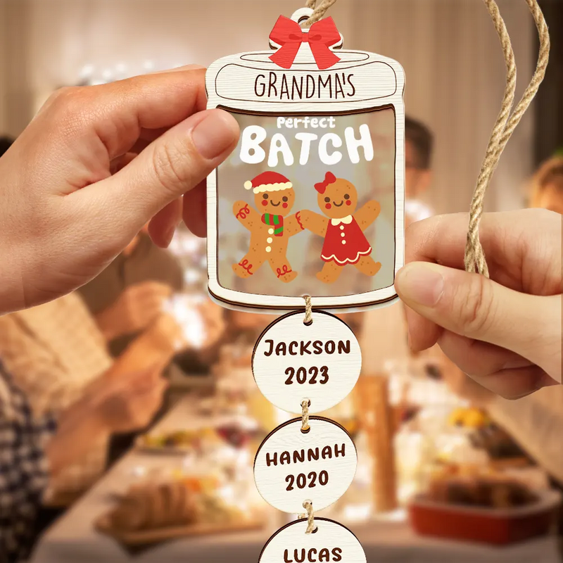 Grandma Grandpa Mom Dad Perfect Patch Cookies - Personalized Mix Ornament With Wooden Tag