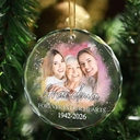 Custom Photo Memorial Forever Our My Hearts - Personalized Circle Glass Ornament
