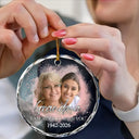 Custom Photo Memorial Forever Our My Hearts - Personalized Circle Glass Ornament