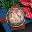 Custom Photo Memorial Forever Our My Hearts - Personalized Circle Glass Ornament