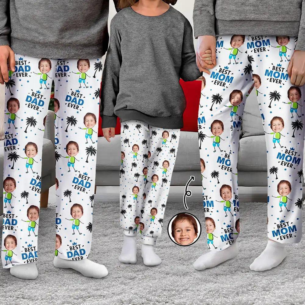 Custom Photo Best Dad Mom Ever - Personalized Pajama Pants