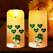 Family,Gift For Grandparents,Gift For Grandma,Gift For Grandpa - Papa Nana Snowman Christmas Grandparents - Personalized Flameless LED Candle
