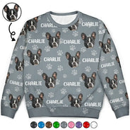 Dog Lovers,Pet Lovers,Cat Lovers,Happy - Custom Photo Funny Pet Face Pattern Dog Cat Family - Personalized Unisex Ugly Sweater