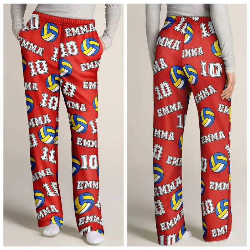 Sport Dad, Baseball, Softball, Basketball, Football, Golf - Colorful Sports Pattern Baseball Volleyball Basketball - Personalized Pajama Pants