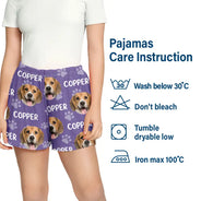Dog Lovers,Pet Lovers,Cat Lovers,Happy - Custom Photo Funny Pet Face Pattern Dog Cat Family - Personalized Pajama Shorts