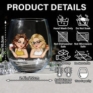Happy,Gift For Bestie,Gifts For Colleagues - Because Of You I Laugh A Little Harder Besties - Personalized Stemless Wine Glass