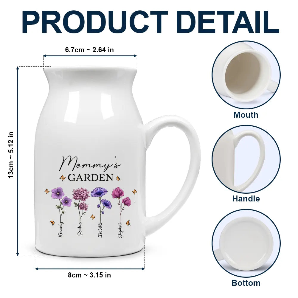 Gift For Grandma, Gift For Mother - Grandma's Garden Birth Flowers - Personalized Ceramic Flower Vase

