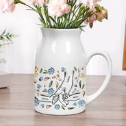 Gift For Grandma, Gift For Mother - Hand In Hand I Will Always Protect You Mom Nana - 3D Inflated Effect Printed Vase, Personalized Ceramic Flower Vase