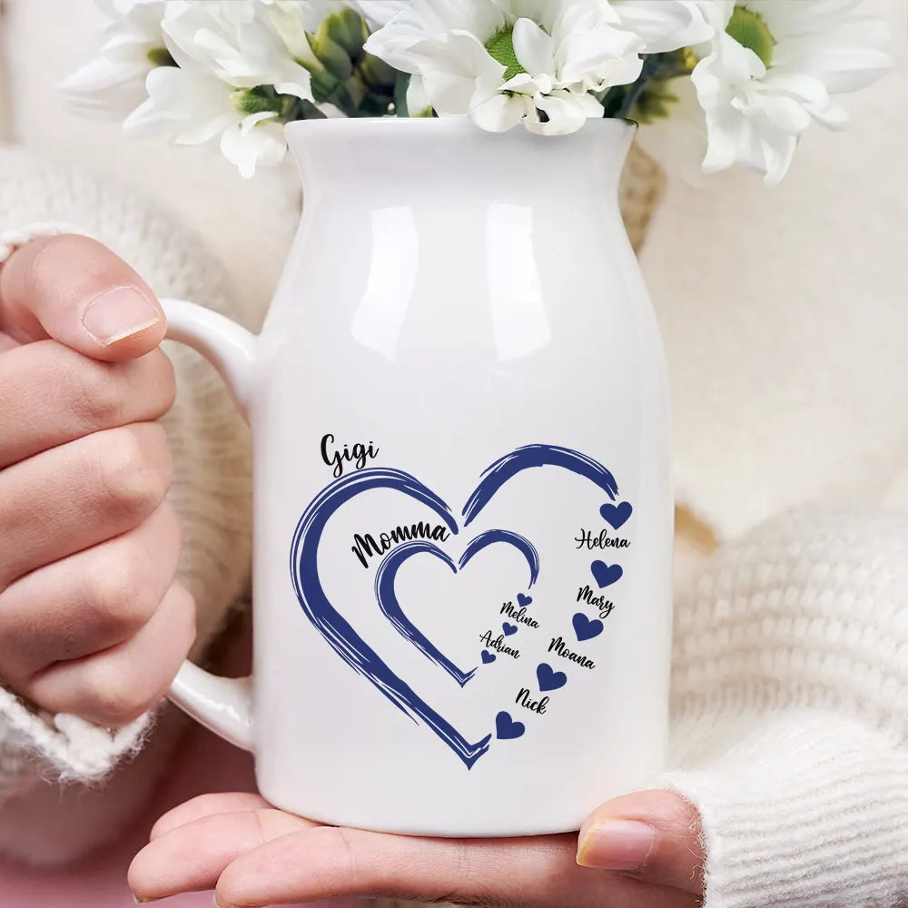 Gift For Grandma, Gift For Mother - Mom Grandma Sweethearts - Personalized Ceramic Flower Vase
