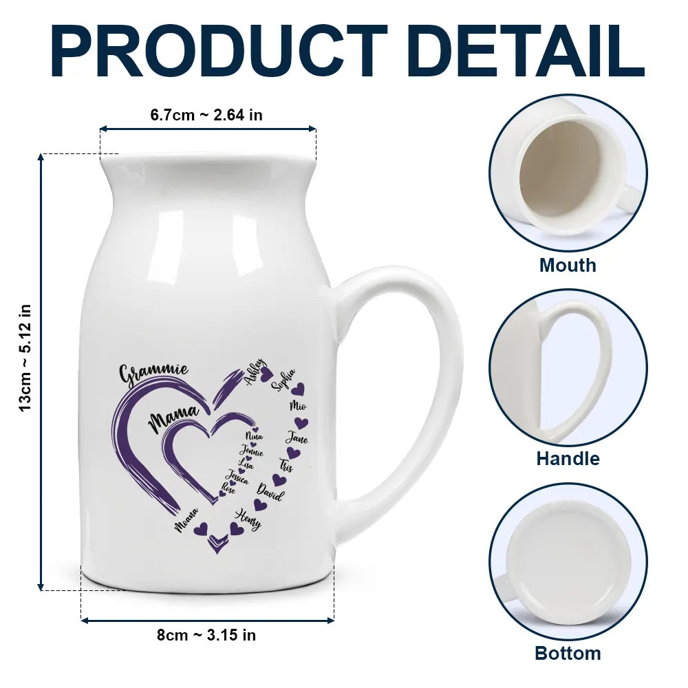 Gift For Grandma, Gift For Mother - Mom Grandma Sweethearts - Personalized Ceramic Flower Vase
