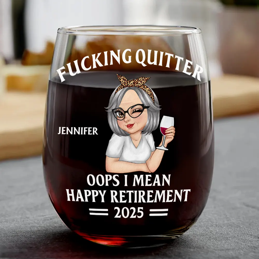 Oops I Mean Happy Retirement Turban Woman - Personalized Stemless Wine Glass