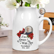 Memorial, Gift For Grandparents, Parents, Gift For Sibling, Family - Custom Photo Memorial Bird I'm Always With You - Personalized Ceramic Flower Vase