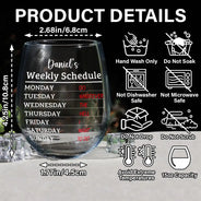 Retirement, Gift For Grandparents, Parents, Gift For Yourself, Gift For Men, Gift For Women, Gifts For Colleagues - Retirement Weekly Schedule - Personalized Stemless Wine Glass