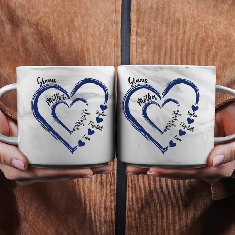 Gift For Grandma, Gift For Mother - Mom Grandma Sweethearts - Personalized Marble Mug
