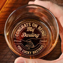 Gift For Couples, Gift For Husband, Gift For Wife - Couple Congrats On Being My Husband You Lucky Man - Personalized Engraved Whiskey Glass
