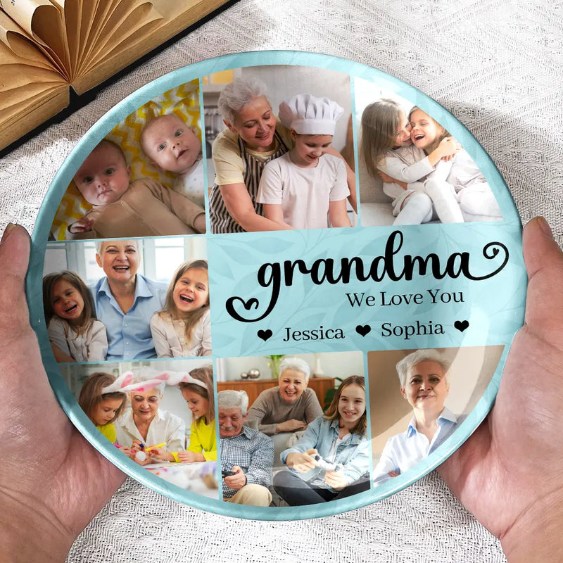 Gift For Grandma,Gift For Mother,Happy - Custom Photo Mom Nana We Love You - Personalized Ceramic Plate