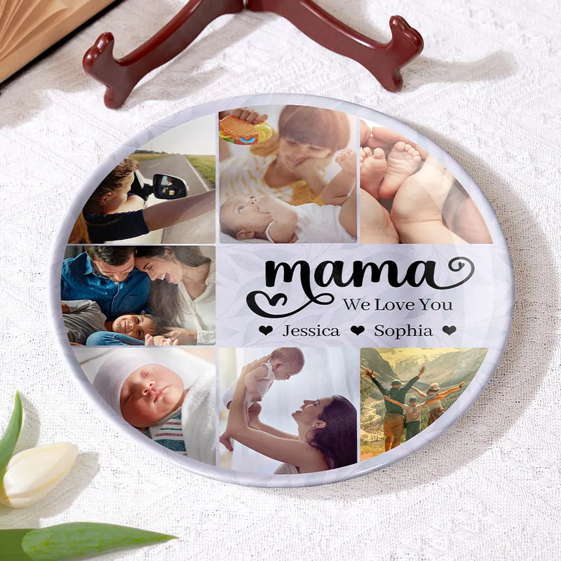 Gift For Grandma,Gift For Mother,Happy - Custom Photo Mom Nana We Love You - Personalized Ceramic Plate