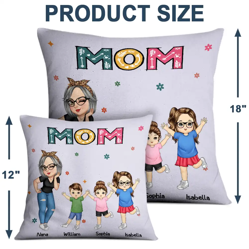 Grandma, Grandkids, Gift For Grandma, Gift For Wife, Gift For Mother - Nana Grandma Mom Kid - Personalized Pillow
