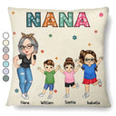 Grandma, Grandkids, Gift For Grandma, Gift For Wife, Gift For Mother - Nana Grandma Mom Kid - Personalized Pillow
