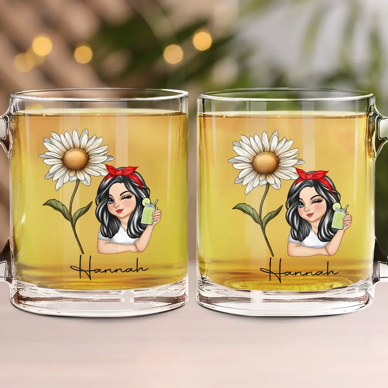 Gift For Yourself,Gift For Wife,Gift For Women,Gift For Grandma - Birth Month Flowers Bloom Where You're Planted Women - Personalized Glass Mug
