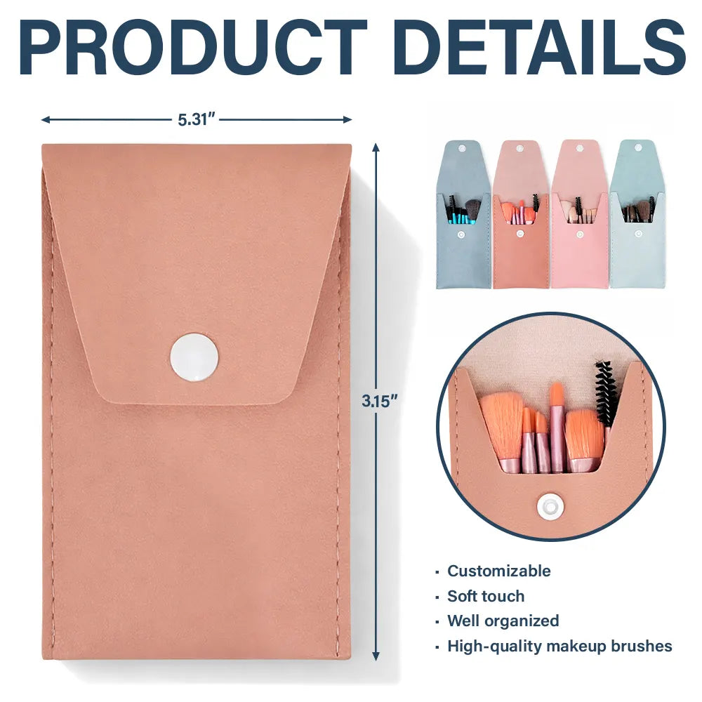 Gift For Yourself,Gift For Women,Gift For Mother,Happy - Blooming In Love - Personalized Makeup Brush Bag Set