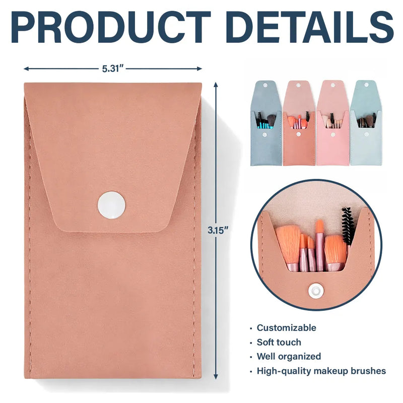 Gift For Yourself,Gift For Women,Gift For Mother,Happy - Blooming In Love - Personalized Makeup Brush Bag Set