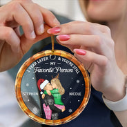 Christmas,Gift For Couples,Gift For Husband,Gift For Wife,Gift For Boyfriend,Gift For Girlfriend,Happy - Years Later And You Still My Favorite Person - Personalized Circle Glass Ornament
