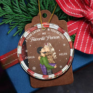 Christmas,Gift For Couples,Gift For Husband,Gift For Wife,Gift For Boyfriend,Gift For Girlfriend,Happy - Years Later And You Still My Favorite Person - Personalized Circle Glass Ornament