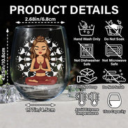 Gift For Yourself, Gift For Women, Yoga, Funny - Yoga Class Pour A Glass - Personalized Stemless Wine Glass
