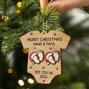 Christmas,New Dad,New baby,New Mom,Happy - Baby Expecting See You In 2026 Onesie Shaped - Personalized 2-Layered Wooden Ornament