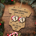 Christmas,New Dad,New baby,New Mom,Happy - Baby Expecting See You In 2026 Onesie Shaped - Personalized 2-Layered Wooden Ornament