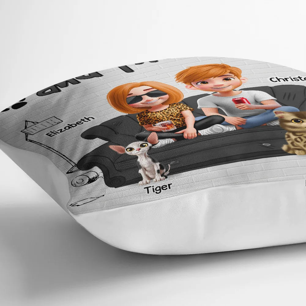 Cat Couple, Cat Lovers, Funny - You And Me And The Cats 3d Effect - Personalized Pillow
