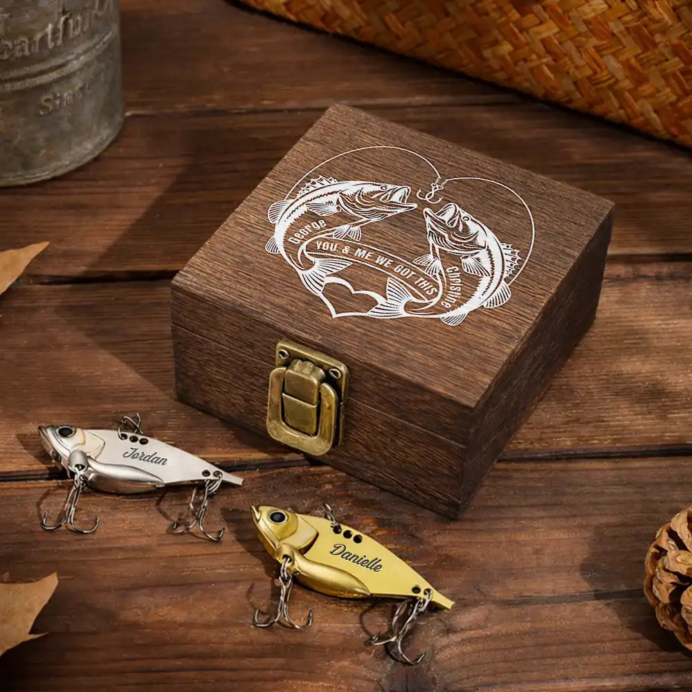 Fishing,Gift For Husband,Gift For Couples,Gift For Wife,Gift For Boyfriend,Gift For Girlfriend,Love - You And Me We Got This - Personalized Metal Fish Lure Set