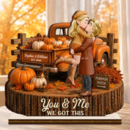 Indoor Decor, Romantic, Gift For Couples, Vector - You And Me We Got This Autumn Couple - Personalized Custom Shaped Wooden Plaque