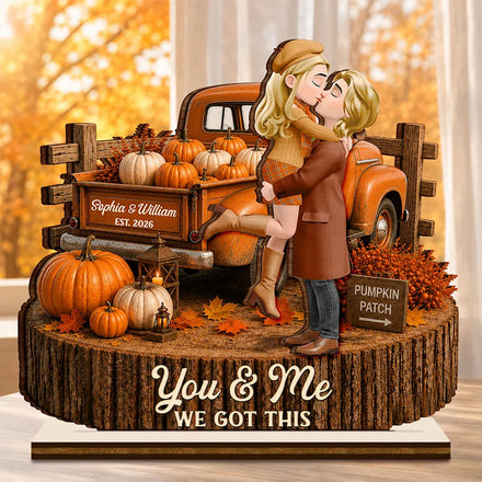 You And Me We Got This Autumn Couple - Personalized Custom Shaped Wooden Plaque