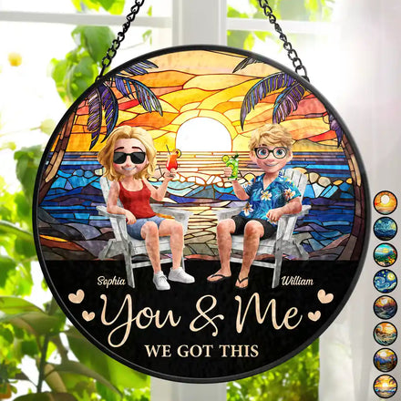 You And Me We Got This Couple 3D - Personalized Stained Glass Window Hanging Suncatcher