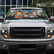 Gift For Couples, Pet Lovers, Pet Couple, Summer, Happy - You And Me & The Dogs - Personalized Auto Sunshade