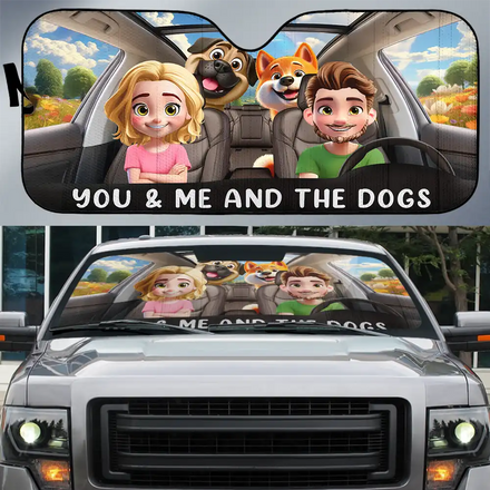 You And Me & The Dogs - Personalized Auto Sunshade