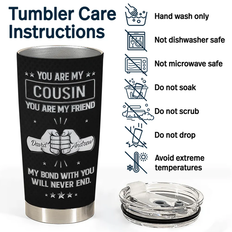 Gift For Brothers, Cousin, Happy, Gift For Men, Gift For Father - You Are My Brother My Friend 3D Effect - Personalized Tumbler