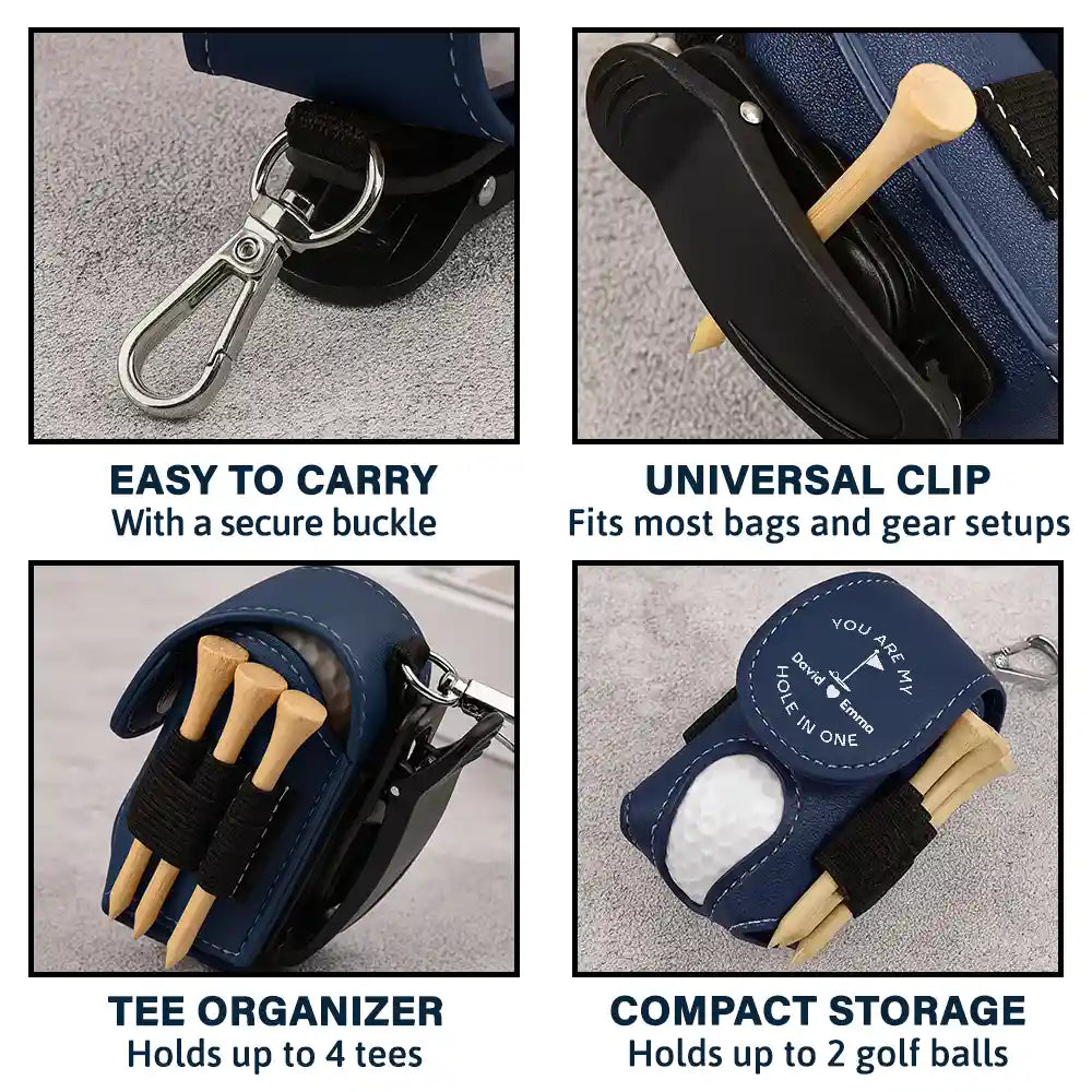 Golf,Gift For Husband, Gift For Couples, Gift For Boyfriend, Gift For Men - You Are My Hole In One - Personalized Leather Golf Ball Holder