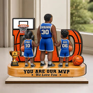 Gift For Father,Top Market,Basketball,Proud,Vector - You Are Our MVP - Personalized Custom Shaped Wooden Plaque