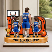 Gift For Father,Top Market,Basketball,Proud,Vector - You Are Our MVP - Personalized Custom Shaped Wooden Plaque