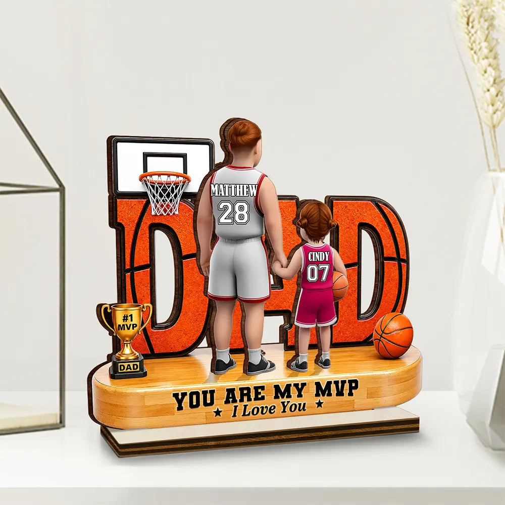 Gift For Father,Top Market,Basketball,Proud,Vector - You Are Our MVP - Personalized Custom Shaped Wooden Plaque