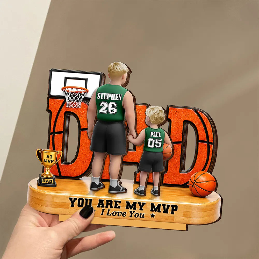 Gift For Father,Top Market,Basketball,Proud,Vector - You Are Our MVP - Personalized Custom Shaped Wooden Plaque