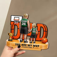 Gift For Father,Top Market,Basketball,Proud,Vector - You Are Our MVP - Personalized Custom Shaped Wooden Plaque