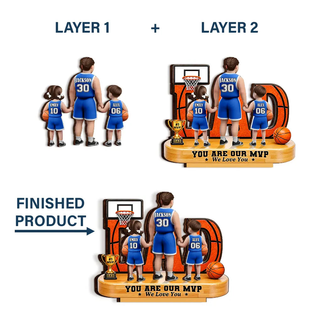 Gift For Father,Top Market,Basketball,Proud,Vector - You Are Our MVP - Personalized Custom Shaped Wooden Plaque