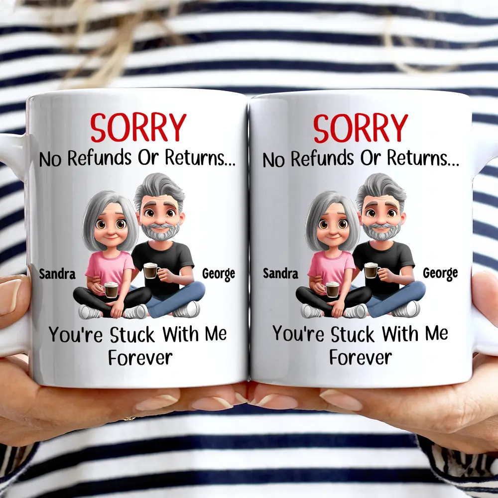 Gift For Couples, Funny - You Are Stuck With Me Forever 3D Effect Couple - Personalized Mug
