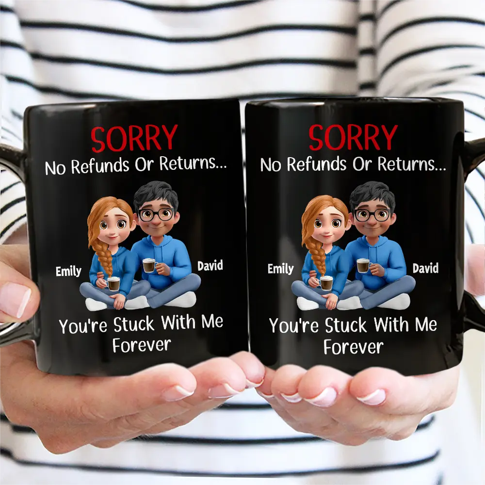 Gift For Couples, Funny - You Are Stuck With Me Forever 3D Effect Couple - Personalized Mug