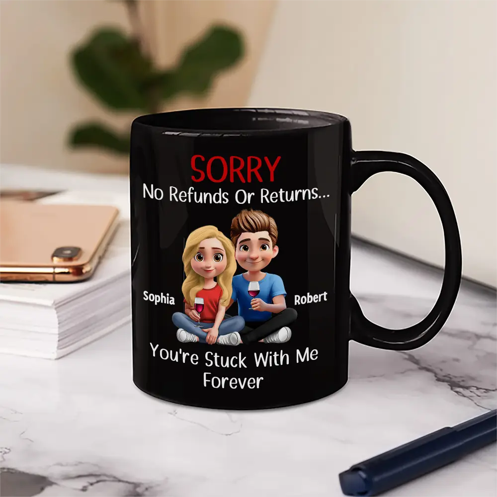 Gift For Couples, Funny - You Are Stuck With Me Forever 3D Effect Couple - Personalized Mug
